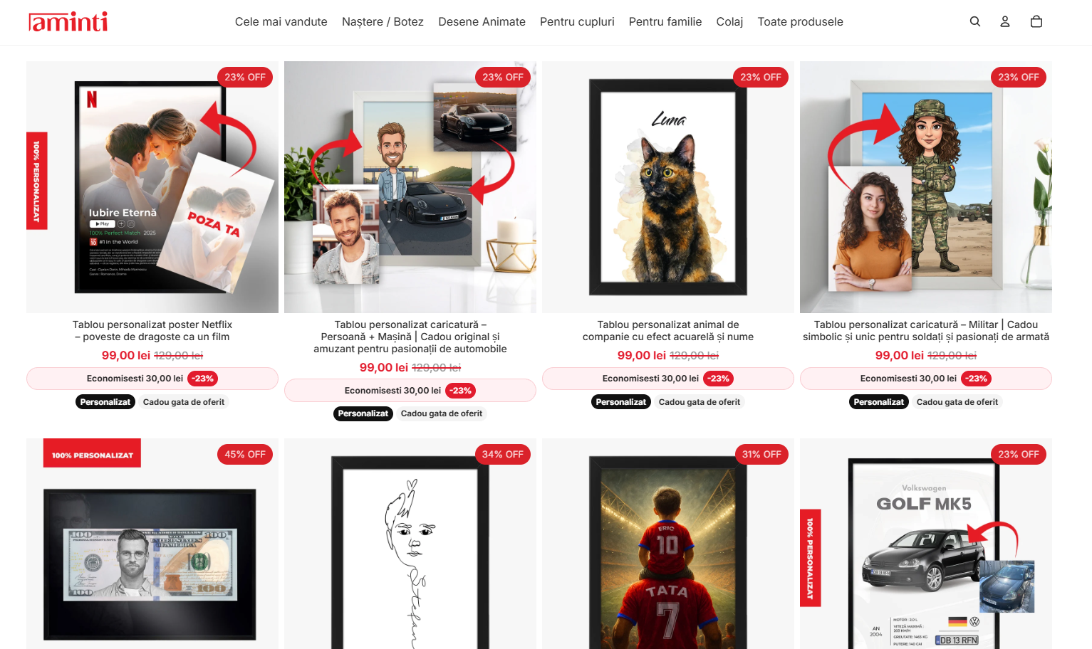 Catalogul de produse personalizate Aminti